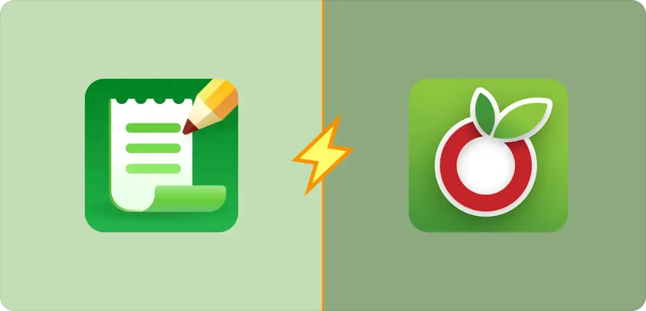 Listonic and OurGroceries app icons side by side, split by a lightning bolt